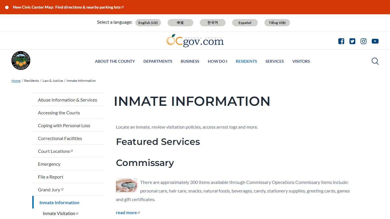 Inmate Information | Orange County - Orange County, California